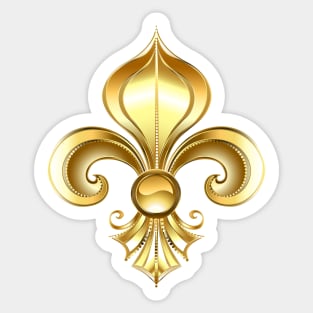 Gold Fleur De Lis on Blue Background Sticker